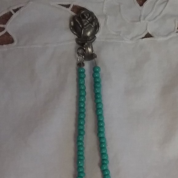 Artisan original Necklace with Floral Glass Beads - Picture 2 of 3